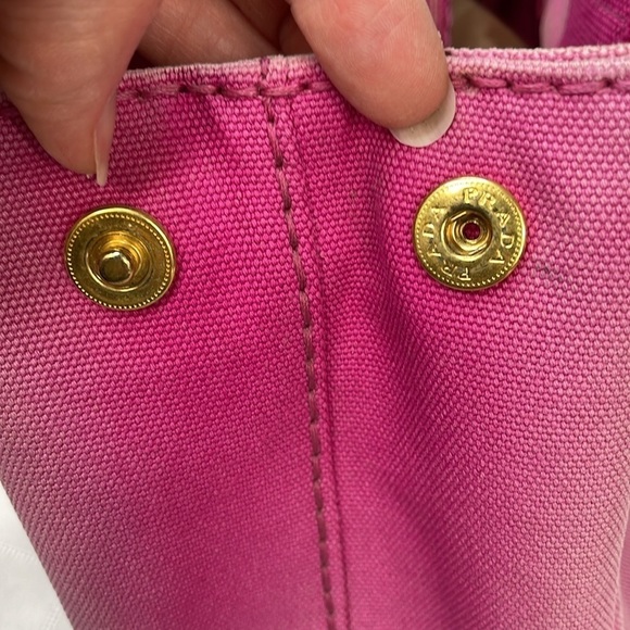 Prada Pink Canapa Tote Handbag Designer Logo Spring - Picture 10 of 17